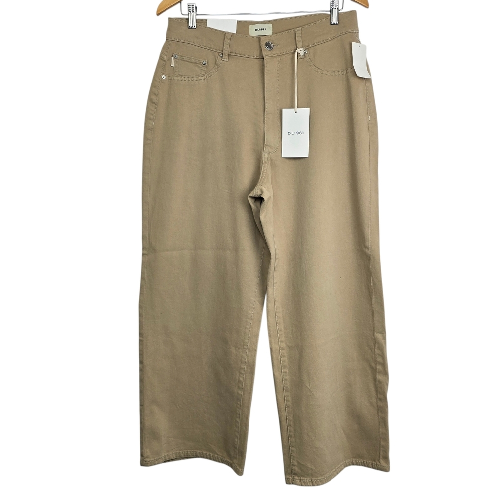 DL1961 Hepburn Wide Leg High Rise Ankle Khaki Pants, Sz 31 Neutral Officewear